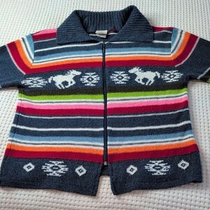 Women's Multicolor Striped Sweater with Animal Patterns